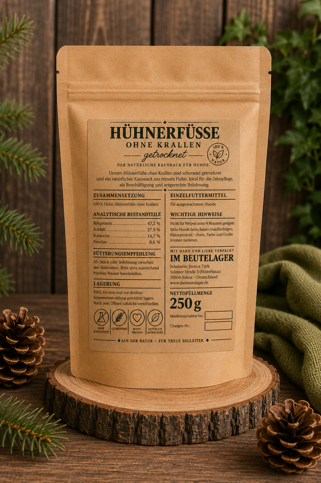 Hühnerfüße ohne Kralle, 250g