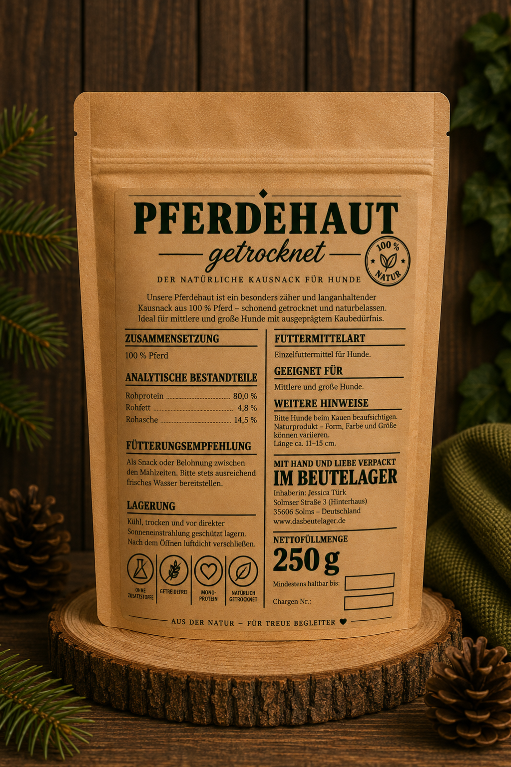 Pferdehaut ca. 14 cm, 250g