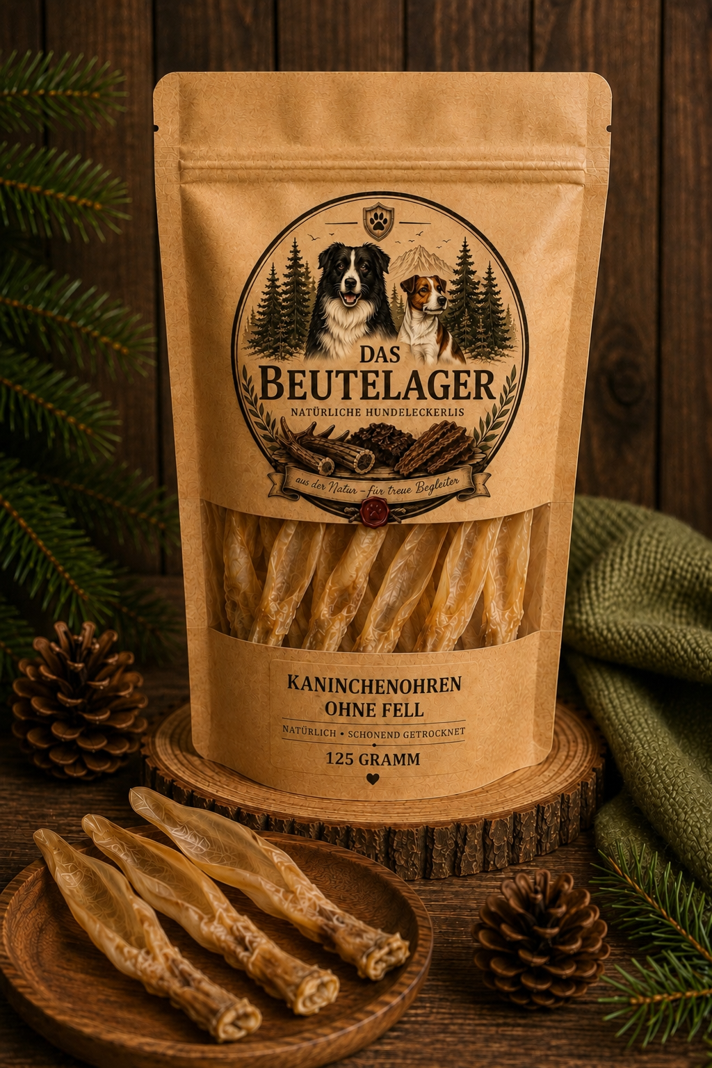 Kaninchenohren Natur, ohne Fell, 125g